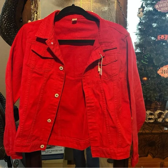 2 - Red Jean Lightweight Jacket - Picture 6 of 9